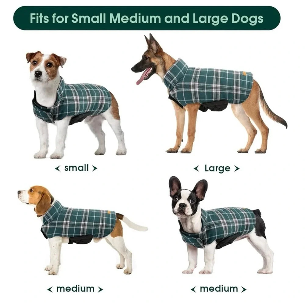 NWT Waterproof Windproof Reversible British Style Plaid Dog Vest Winter Coat - Picture 7 of 9